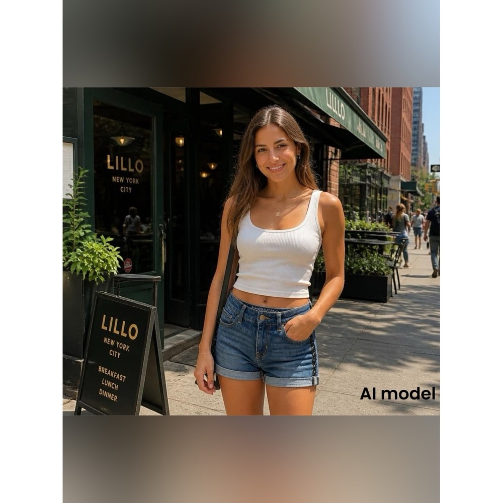 American Eagle Outfitters Dark Blue Denim Cuffed Shorts‎ with Braided Side Trim